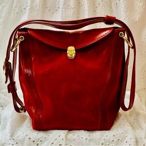 Marino Orlando Elegant Red Leather Shoulder Bag